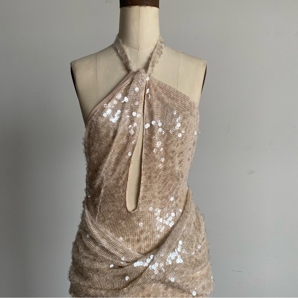 $349 NWT Nude For Love And Lemons “Sydney” Sequin Maxi Dress Sz X-Large - Picture 7 of 15